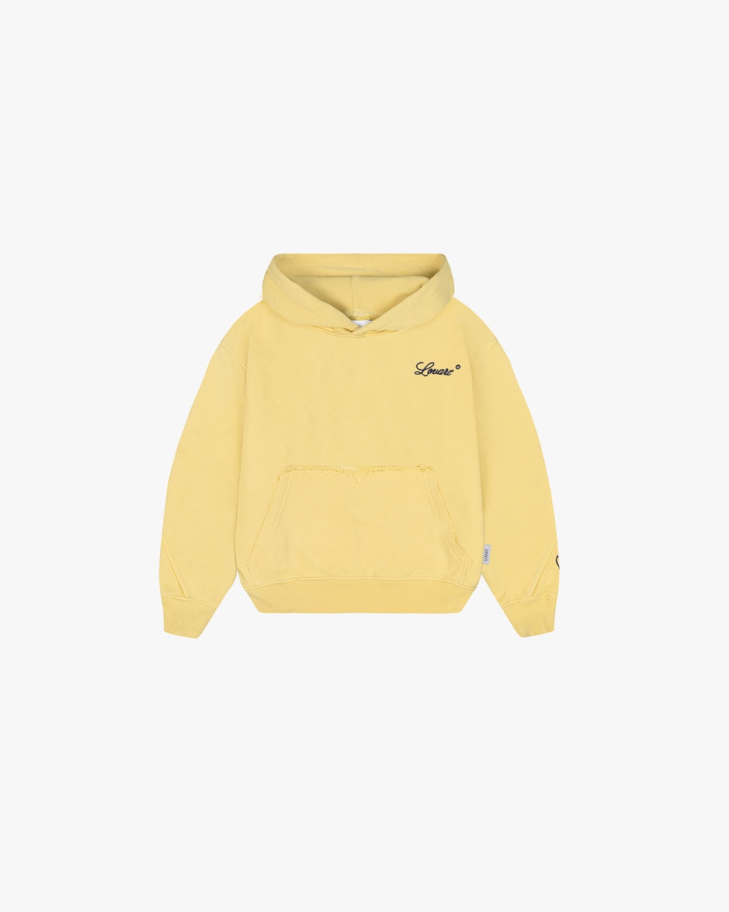 Hoodie amarillo efecto desgastado.