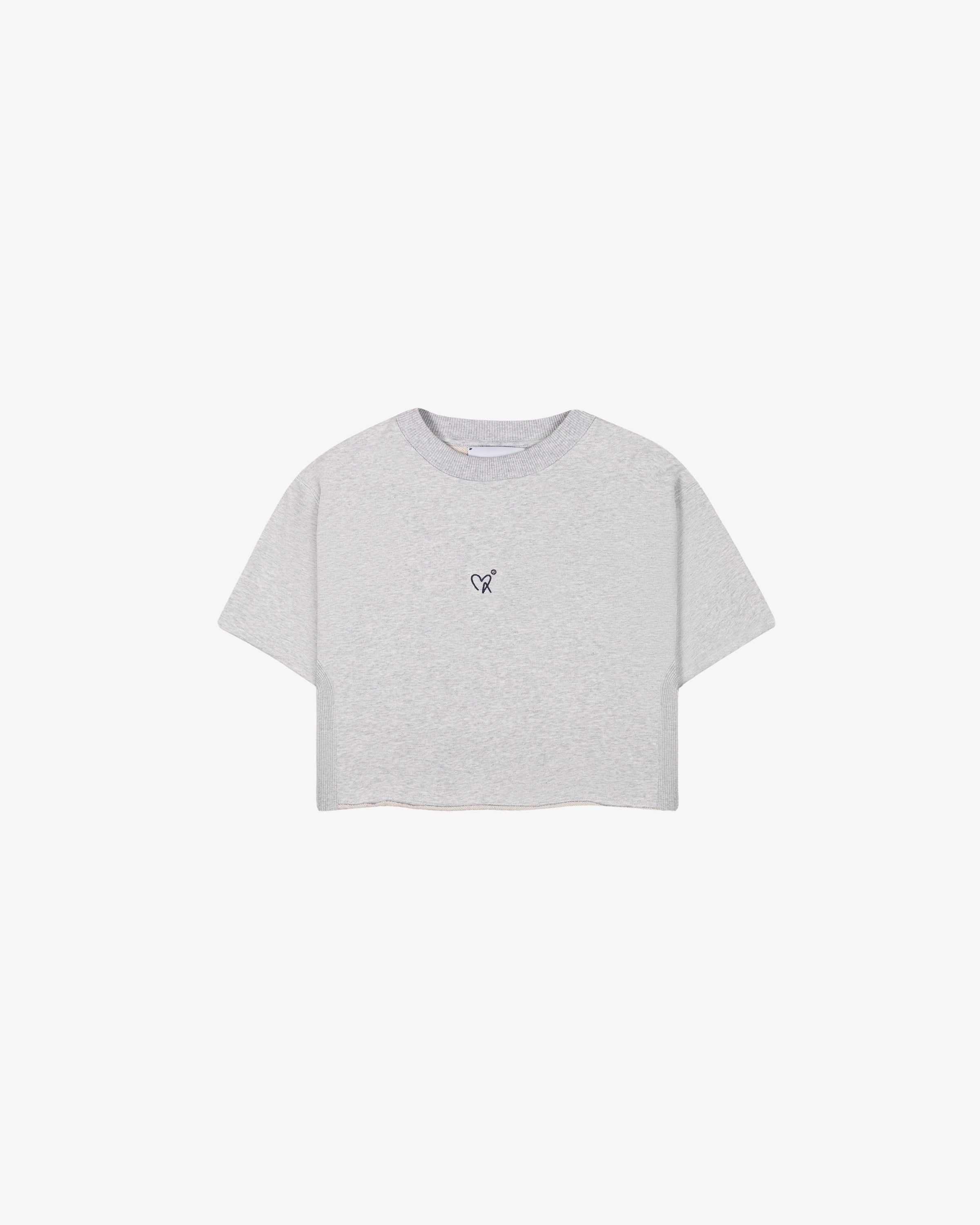 Camiseta crop gris mescla