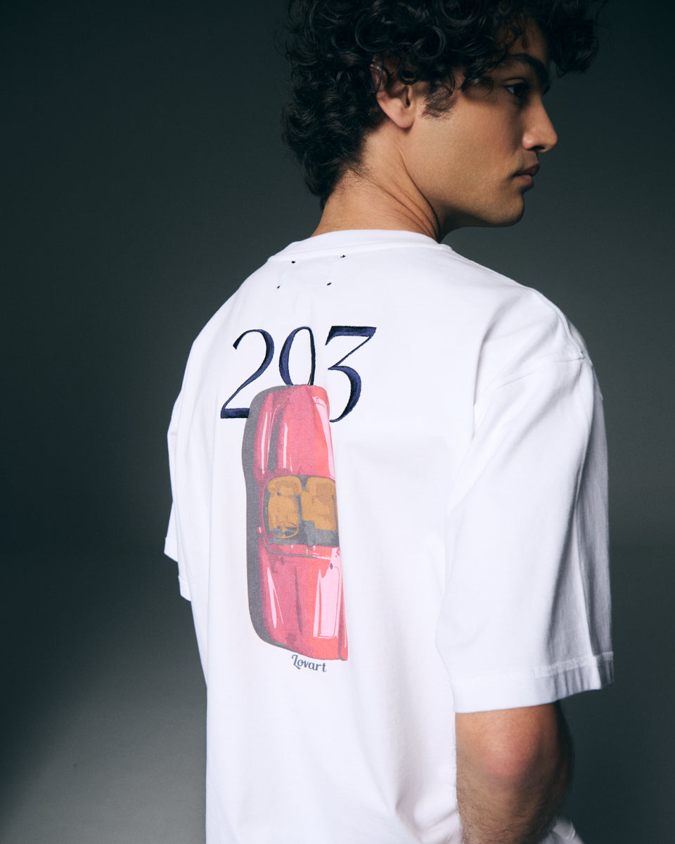 T-shirt blanca manga corta coche 293