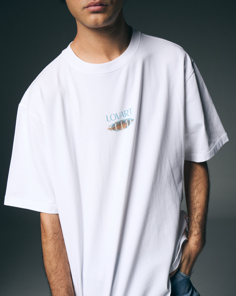 T-shirt blanca barco