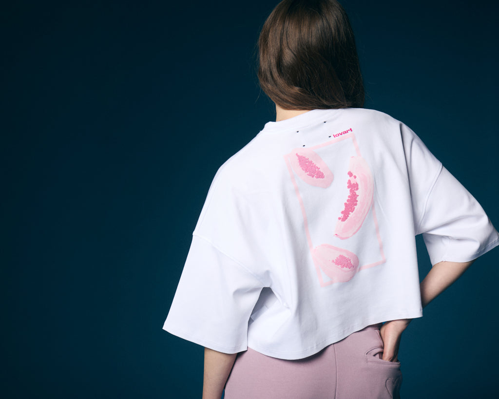 Camiseta blanca crop taste like papaya