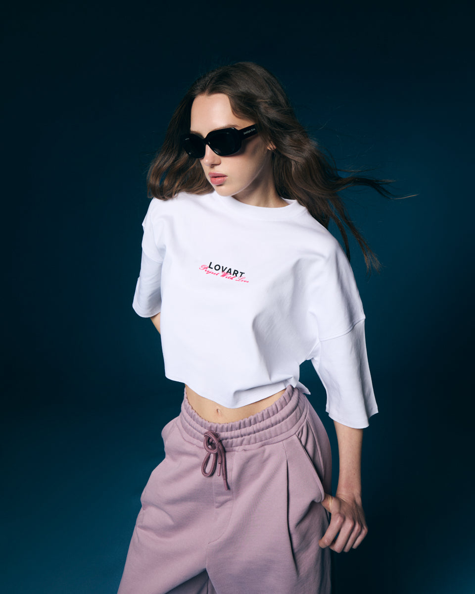 Camiseta blanca crop Project with Love