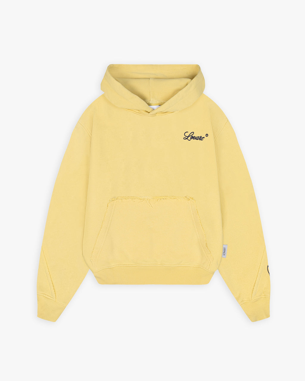 Hoodie amarillo efecto desgastado.