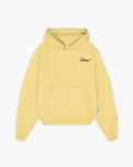 Hoodie amarillo efecto desgastado.