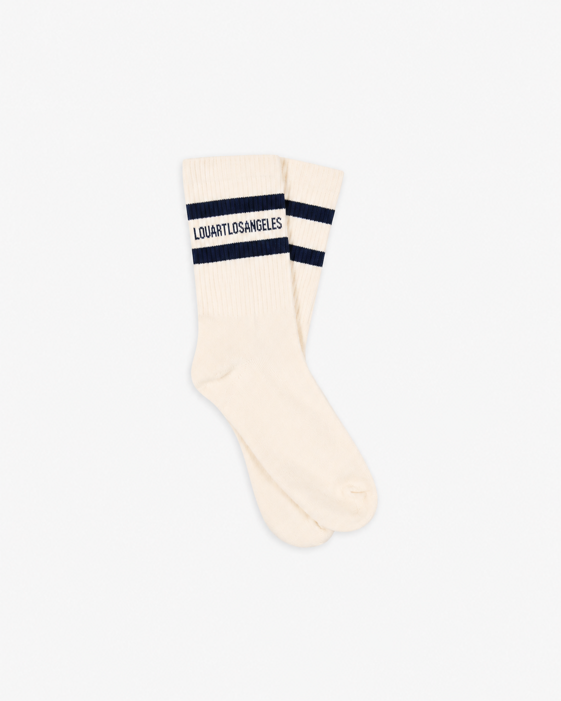 Calcetín deportivo blanco con franja azul