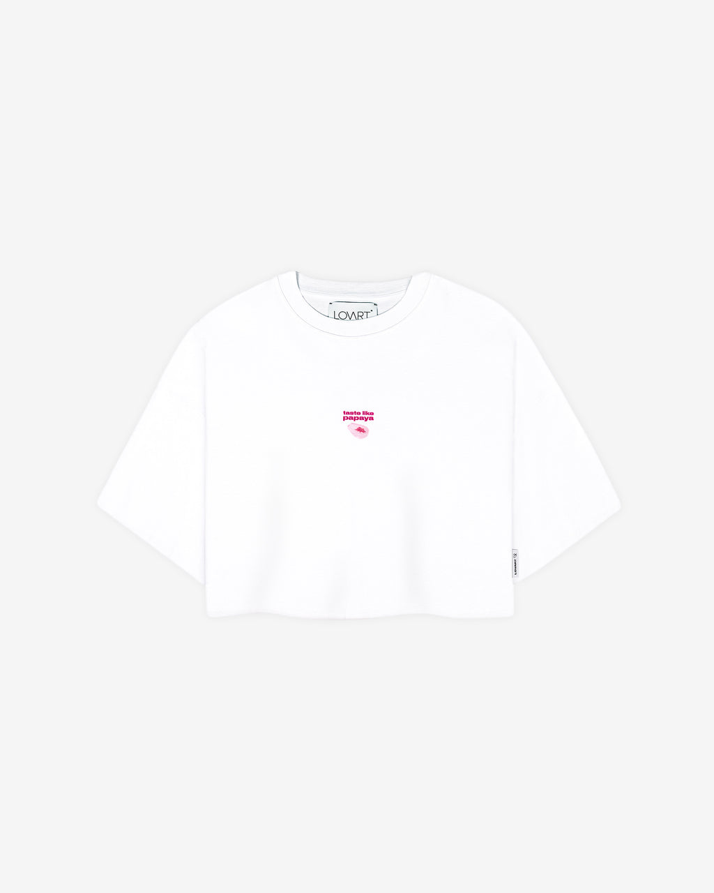Camiseta blanca crop taste like papaya