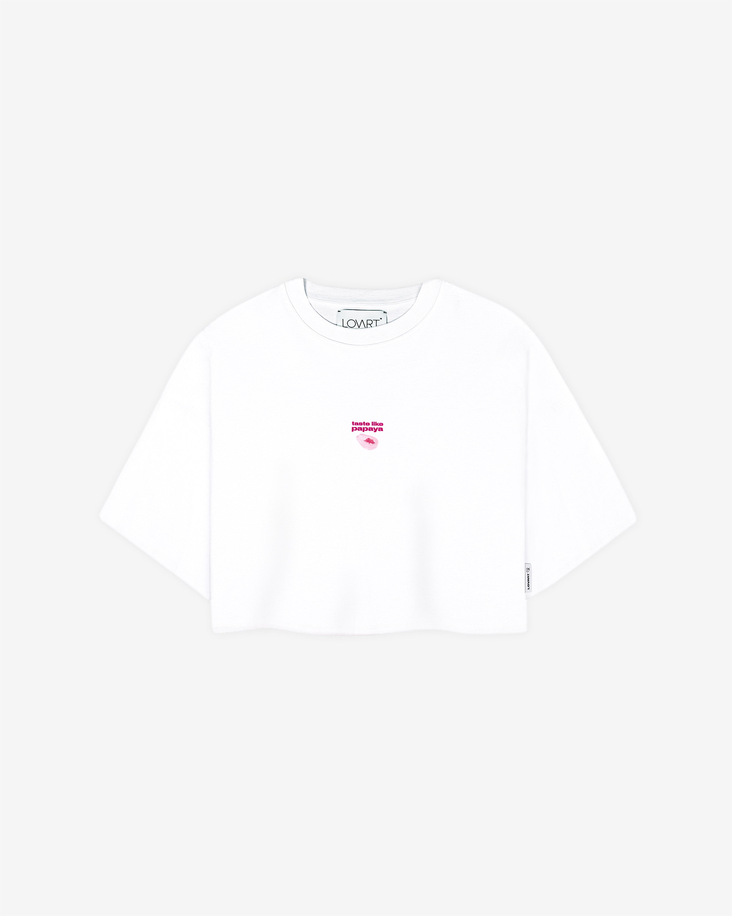 Camiseta blanca crop taste like papaya