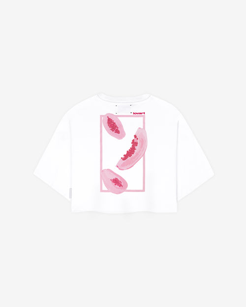Camiseta blanca crop taste like papaya
